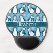 Cute Winter Penguins Design Add Name Gel Mouse Pad (Front)