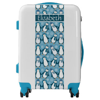 Cute Winter Penguins Design Add Name Luggage