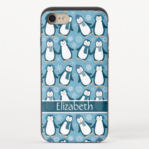 Cute Winter Penguins Design Add Name iPhone 87 Slider Case