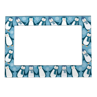Cute Winter Penguins Design Magnetic Picture Frame