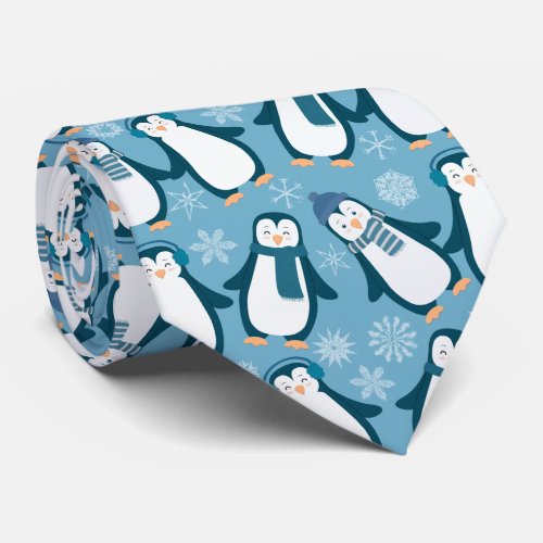 Cute Winter Penguins Design Neck Tie