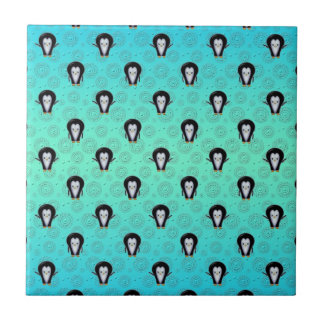 Cute Winter Penguins over Teal and Mint Green Ceramic Tile