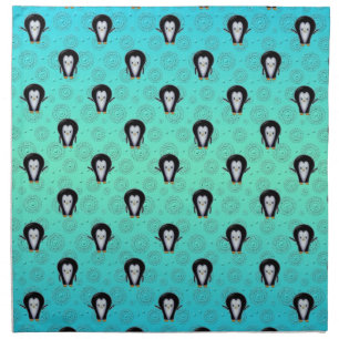 Cute Winter Penguins over Teal and Mint Green Cloth Napkin
