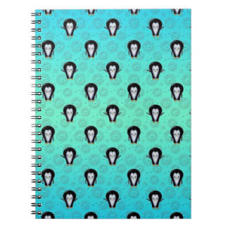 Cute Winter Penguins over Teal and Mint Green Notebook