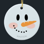 Cute Winter Personalized Snowman Face Christmas  Ceramic Ornament<br><div class="desc">Cute Winter Personalized Snowman Face Christmas Ceramic Ornament. Great Christmas gift for family and friends.</div>