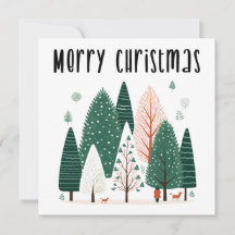 Cute Winter Pine Tree Family Christmas Card