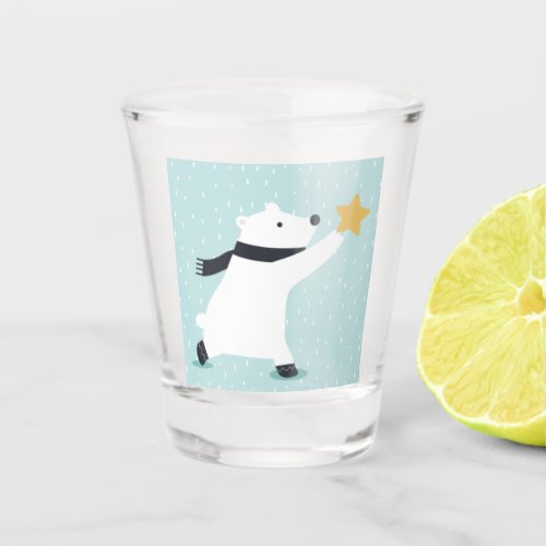 Cute Winter Polar Bear Art Shot Glass