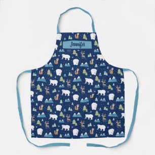 Cute Winter Polar Bear Christmas Apron