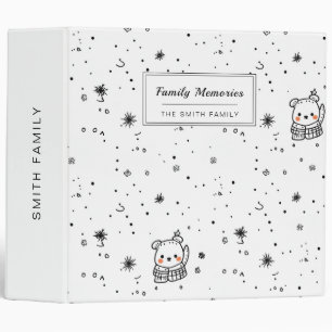 Cute Winter Polar Bear Snowflake 3 Ring Binder