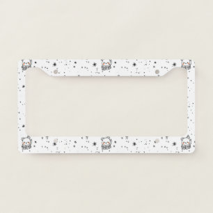Cute Winter Polar Bear Snowflake License Plate Frame