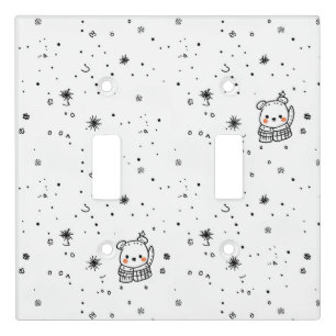 Cute Winter Polar Bear Snowflake Light Switch Cover