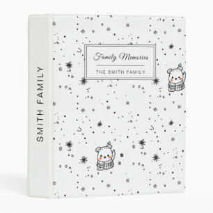 Cute Winter Polar Bear Snowflake Mini Binder