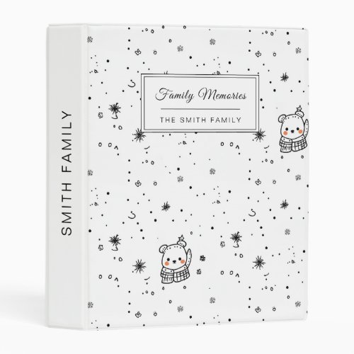 Cute Winter Polar Bear Snowflake Mini Binder