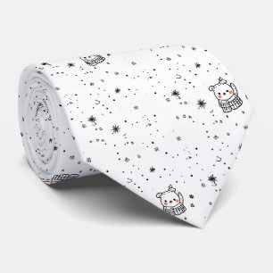 Cute Winter Polar Bear Snowflake Neck Tie