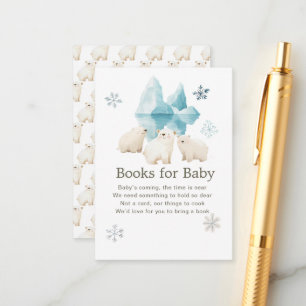 Cute Winter Polar Bears Baby Shower Books For Baby Enclosure Card