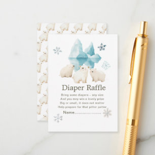 Cute Winter Polar Bears Baby Shower Diaper Raffle Enclosure Card