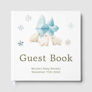 Cute Winter Polar Bears Baby Shower Guest Book