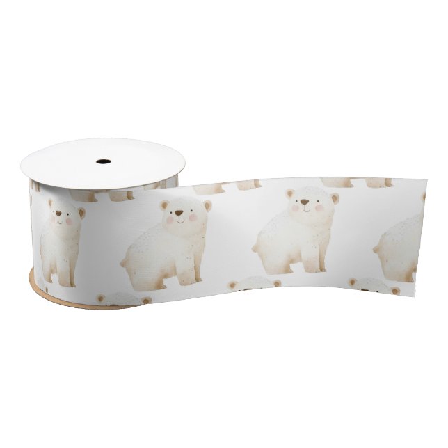 Cute Winter Polar Bears Satin Ribbon (Spool)