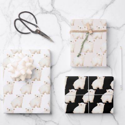Cute Winter Polar Bears Wrapping Paper Sheets
