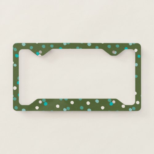 Cute Winter Polka Dots Spots in Green and Teal    License Plate Frame