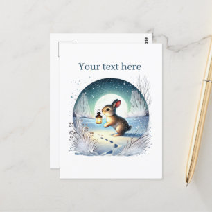 Cute Winter rabbit customizable  Postcard