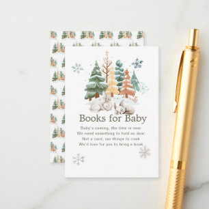 Cute Winter Rabbits Baby Shower Books For Baby Enclosure Card