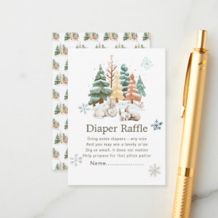Cute Winter Rabbits Baby Shower Diaper Raffle Enclosure Card