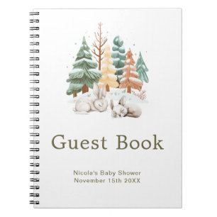 Cute Winter Rabbits Baby Shower Guest Book
