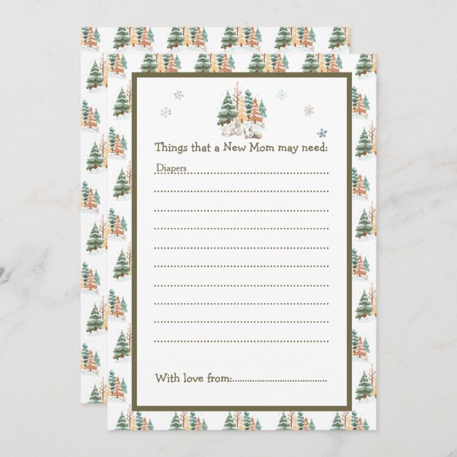 Cute Winter Rabbits Baby Shower Invitation (Front/Back)