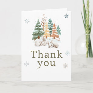 Cute Winter Rabbits Birthday Party Thank You Card