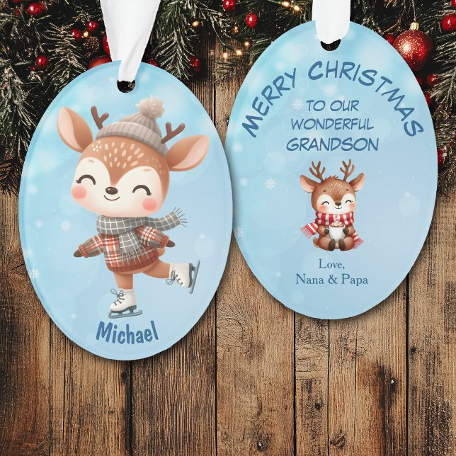 Cute Winter Reindeer Grandchild Christmas Ornament (Creator Uploaded)
