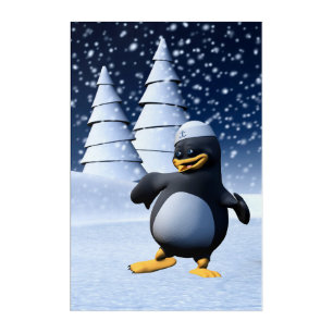 Cute Winter Sailor Penguin Snowy Holiday Art