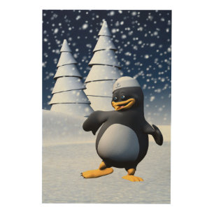 Cute Winter Sailor Penguin Snowy Holiday Art