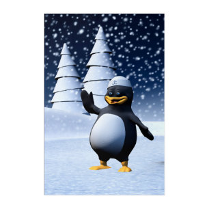 Cute Winter Sailor Penguin Snowy Holiday Art