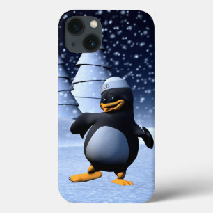 Cute Winter Sailor Penguin Snowy Holiday Art iPhone 13 Case