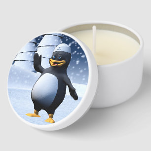 Cute Winter Sailor Penguin Snowy Holiday Art Mini Candle Favors