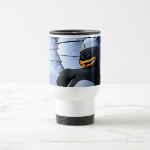 Cute Winter Sailor Penguin Snowy Holiday Art Travel Mug