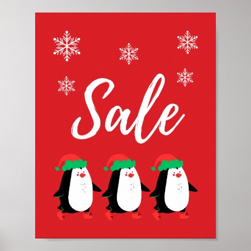 Cute Winter Sale Sign Penguin Christmas Sale   Poster