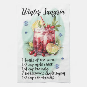 Cute Winter Sangria Christmas Drink Recipe Kitchen Towel