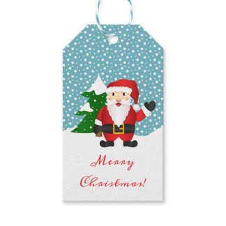 Cute Winter Santa Claus Merry Christmas Gift Tags