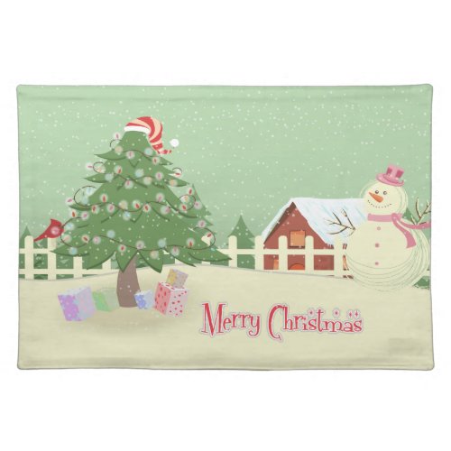 Cute Winter Scene Christmas Placemat