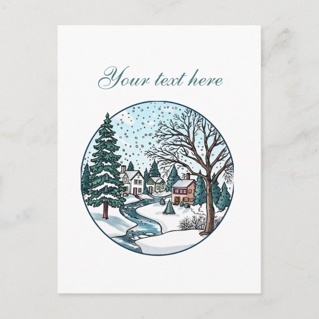 Cute Winter scene customizable  Postcard (Front)