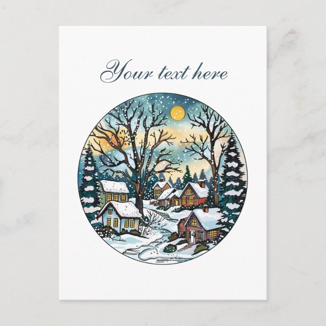 Cute Winter scene customizable  Postcard (Front)