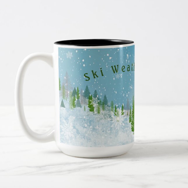 Cute Winter Scene Personalized Two-Tone coffee mug (Left)