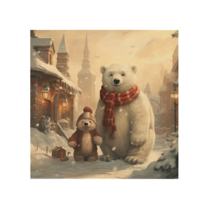 Cute winter scenes wood wall art
