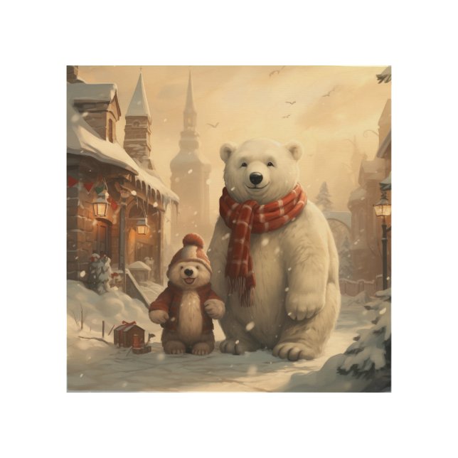Cute winter scenes wood wall art (Front)