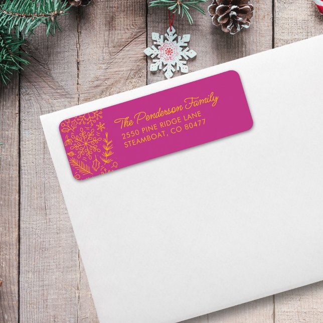 Cute Winter Snowflake Doodles Return Address Label (Creator Uploaded)