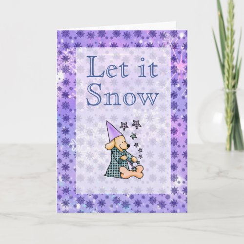 Cute Winter Snowflakes Blue Baby Dog Holiday Card