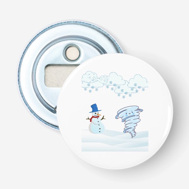 Cute winter snowman and wind bottle opener (Front)