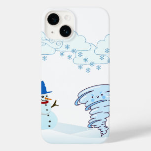 Cute winter snowman and wind Case-Mate iPhone 14 case